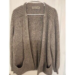 Peruvian Link Alpaca Cardigan Sweater Gray One Sz Open Front Pockets Old Money